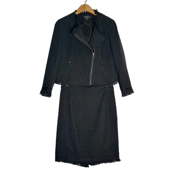 J. Crew Dresses & Skirts - J. Crew | Women | Black Tweed Knit Fringe Blazer Skirt Set | Size 12/10 Petite